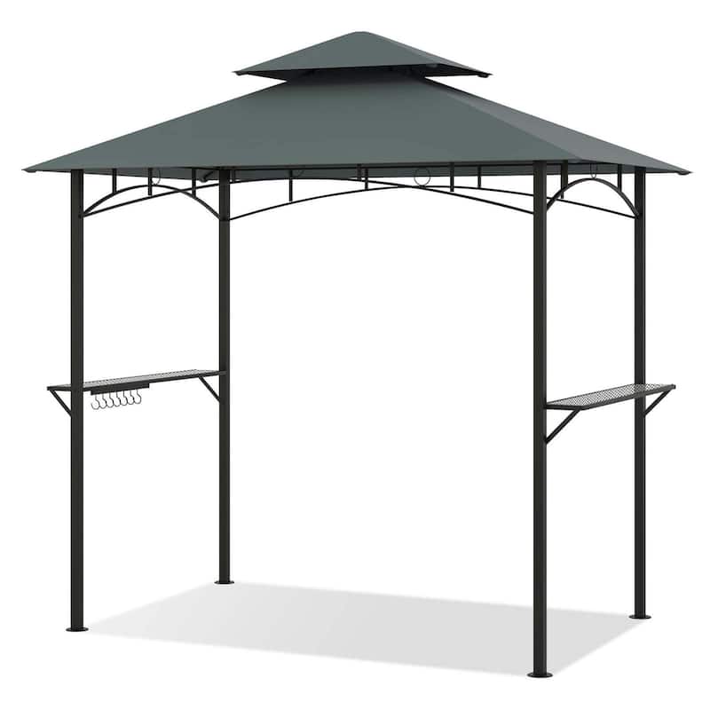 Costway 8' x 5' Grill Gazebo with 2 Shelves 7 Hooks Metal Frame Soft - See Details