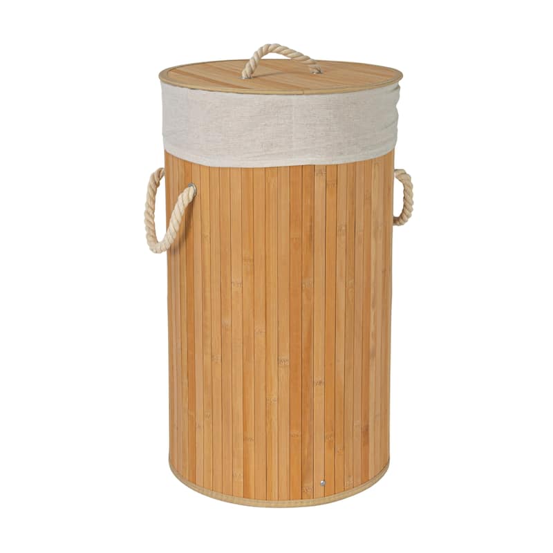 Household Essentials Bamboo Laundry Hamper with Handles and Removable Laundry Bag