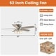 preview thumbnail 6 of 12, 52" Tranistional Glass 3-Light Low Profile Flush Mount Ceiling Fan Chandelier with Remote