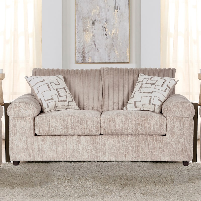 Roundhill Furniture Nason Wide Wale Corduroy Loveseat - Parchment