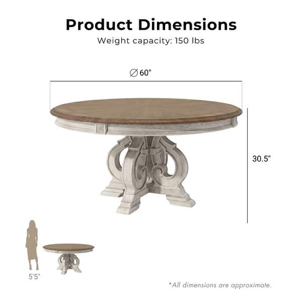 The Gray Barn Caelum Farmhouse 60-inch Antique White Wood Round Dining Table