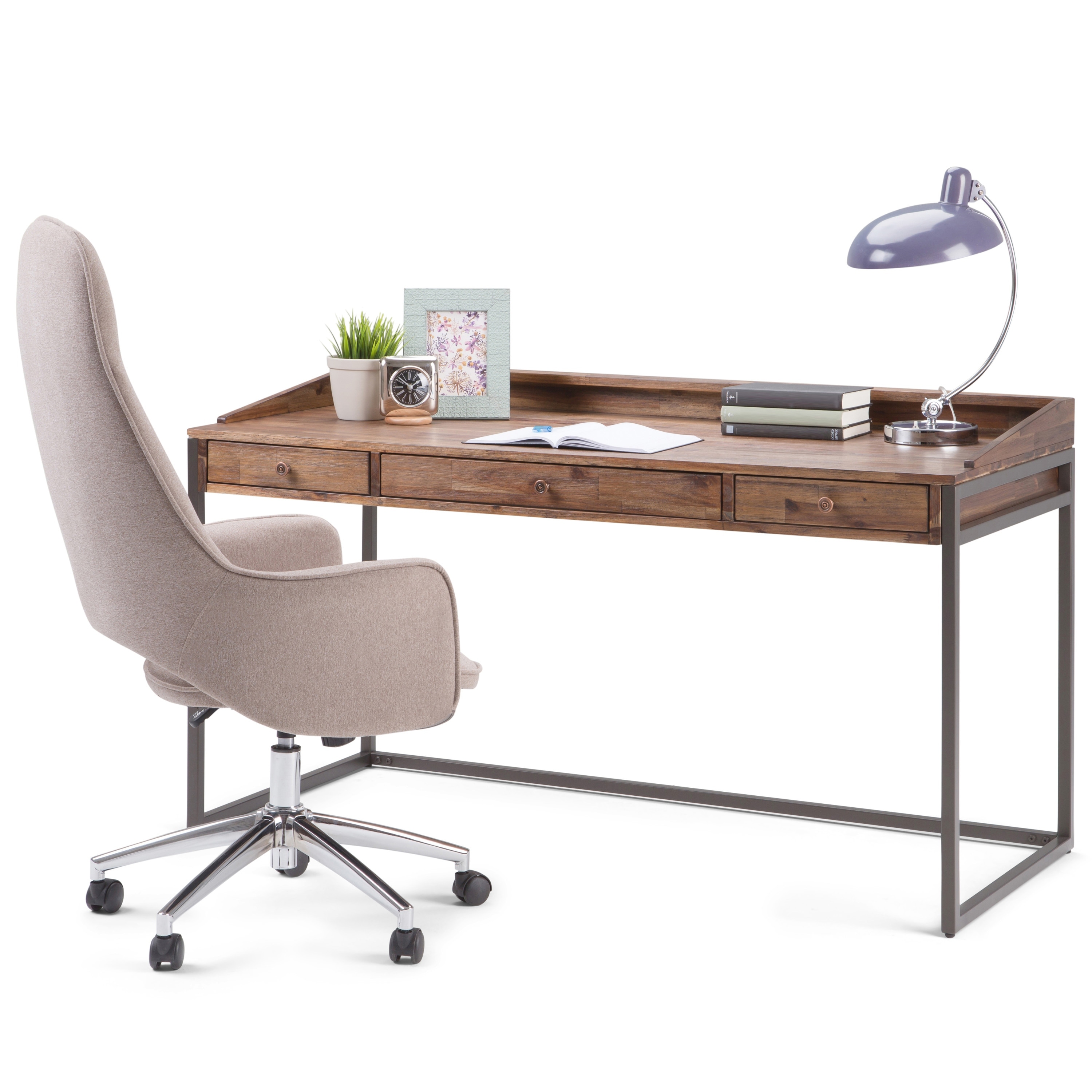 Wyndenhall hawkins solid wood modern industrial outlet 60 inch wide writing office desk
