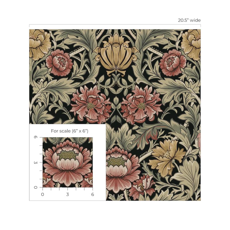 Harry & Grace Acanthus Floral Cameo Peel and Stick Wallpaper