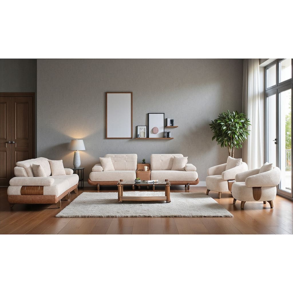 Nsakla 4 Pieces Living Room Sets 2 Sofa 2 Chair 1Middle Table