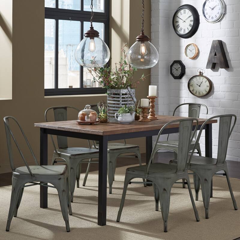 Vintage Series Distressed Metal Bow Back Side Chair - Antique White (Set of 4)