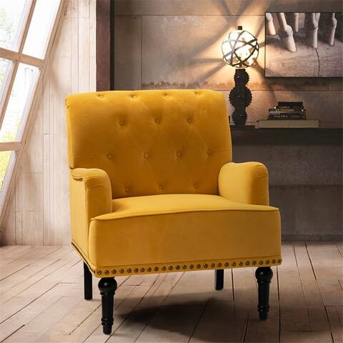 Modern Upholstered Armchair with Nailhead Trim