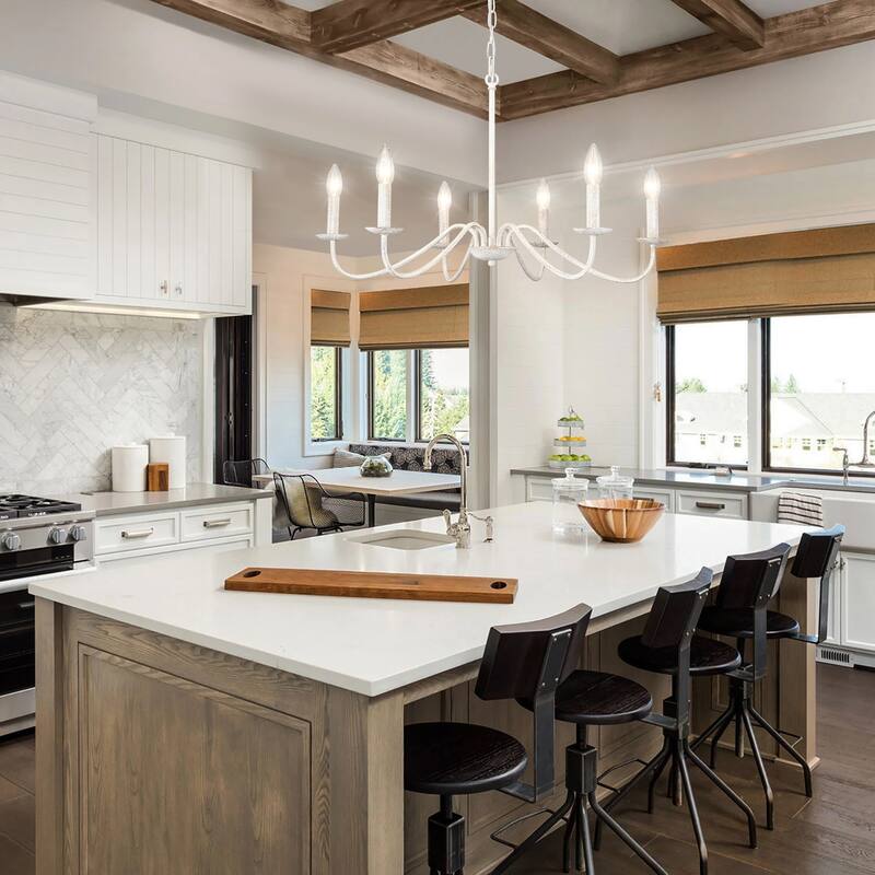 6-Light Rustic Farmhouse Simple Candle Chandelier for Bedroom, Kitchen, Living Room and Foyer