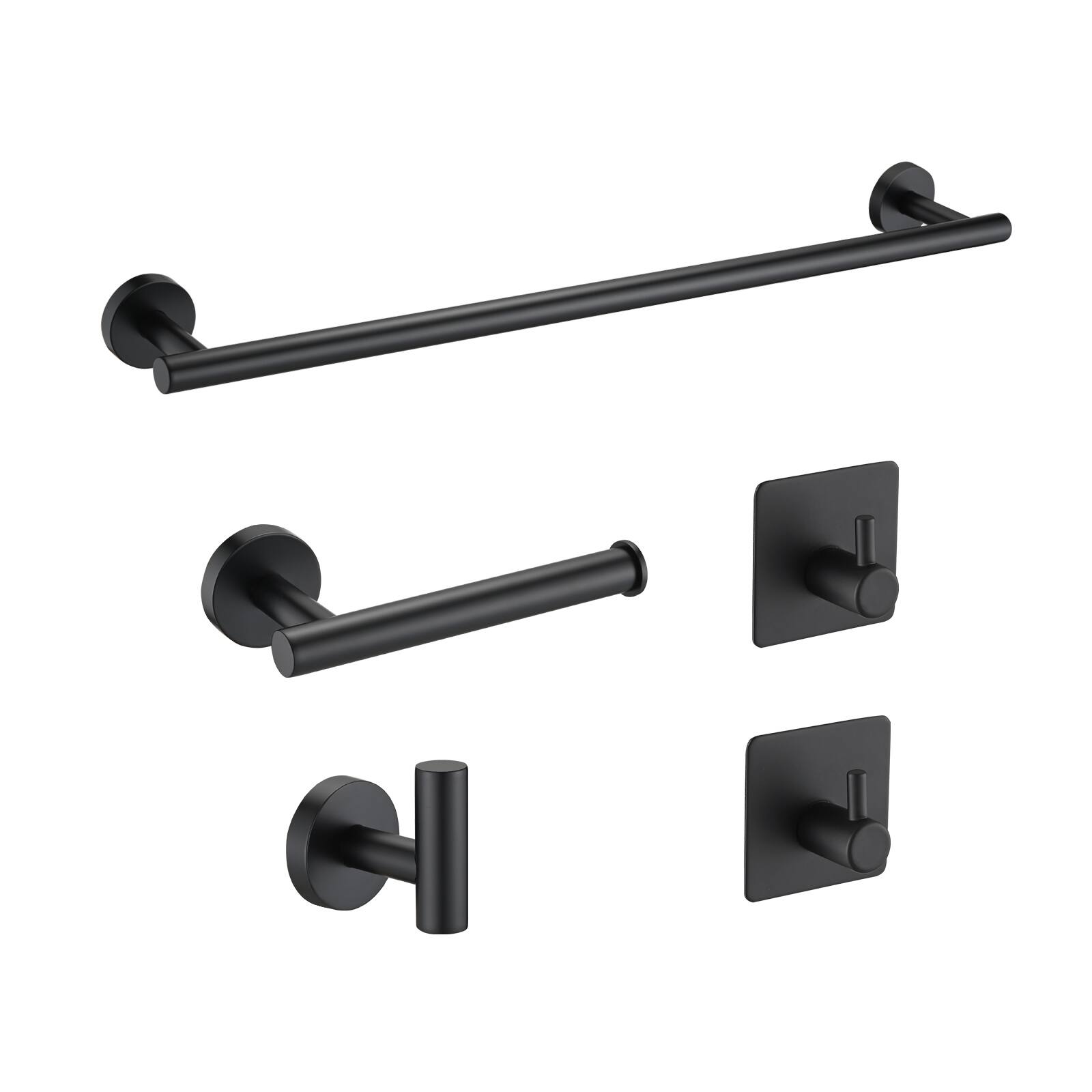 CERYPSA 5 Pieces Sets Matte Black Stainless Steel Bathroom Accessories