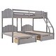 preview thumbnail 13 of 16, Full Over Twin & Twin Bunk Bed Velvet Triple Bunk Bed with Drawers and Guardrails, Beige