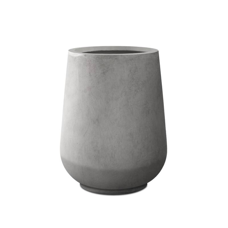 Plantara 14" H Round Raw Concrete Planter pot, Modern planter with Drainage Hole,Flower Pot for Outdoor