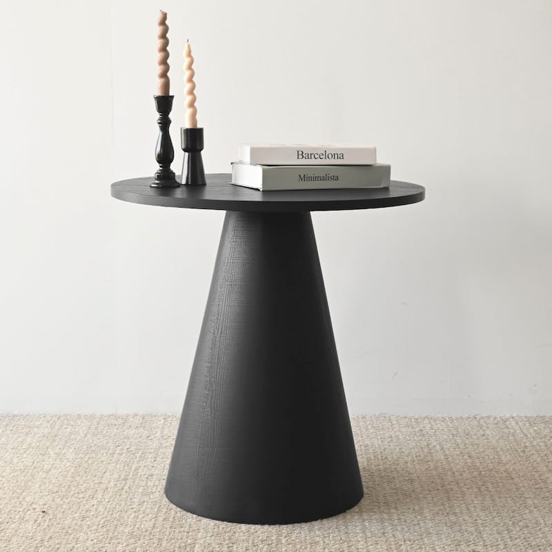 24 Inch Round Black Pedestal End Table