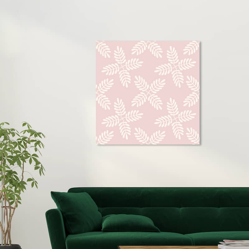 Wynwood Studio Canvas Abstract Fern Floral Flakes Pink and Light Pink Modern & Contemporary Wall Art Canvas Print
