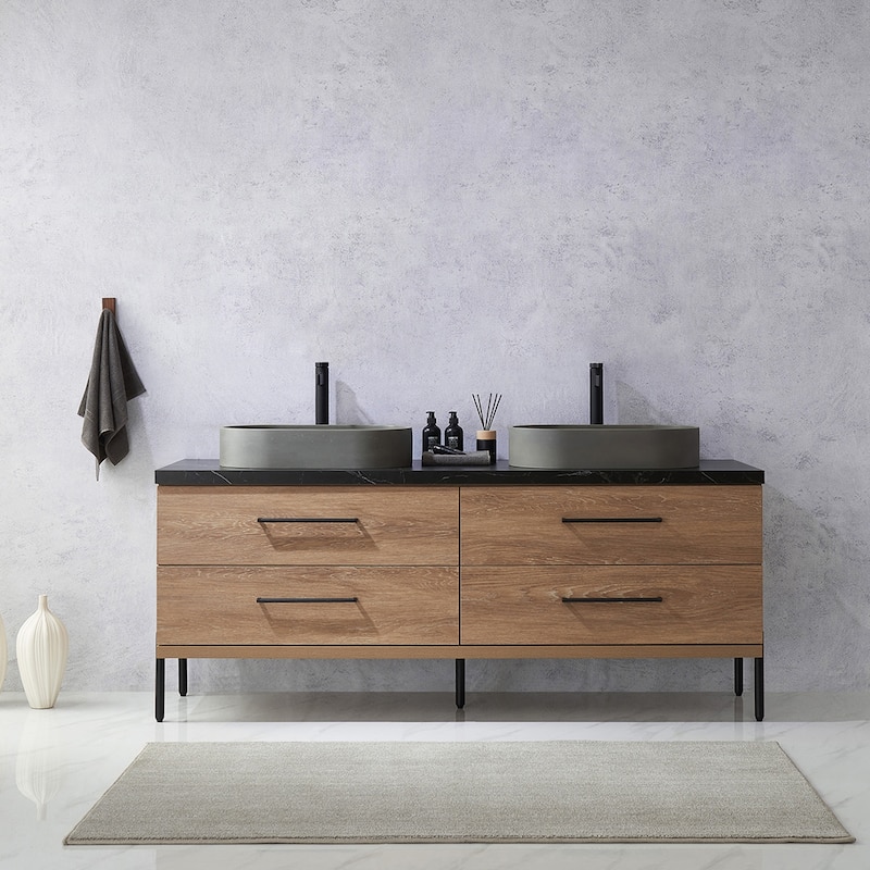 Trento Bath Vanity with Sintered Stone Top with Concrete Sink (O)