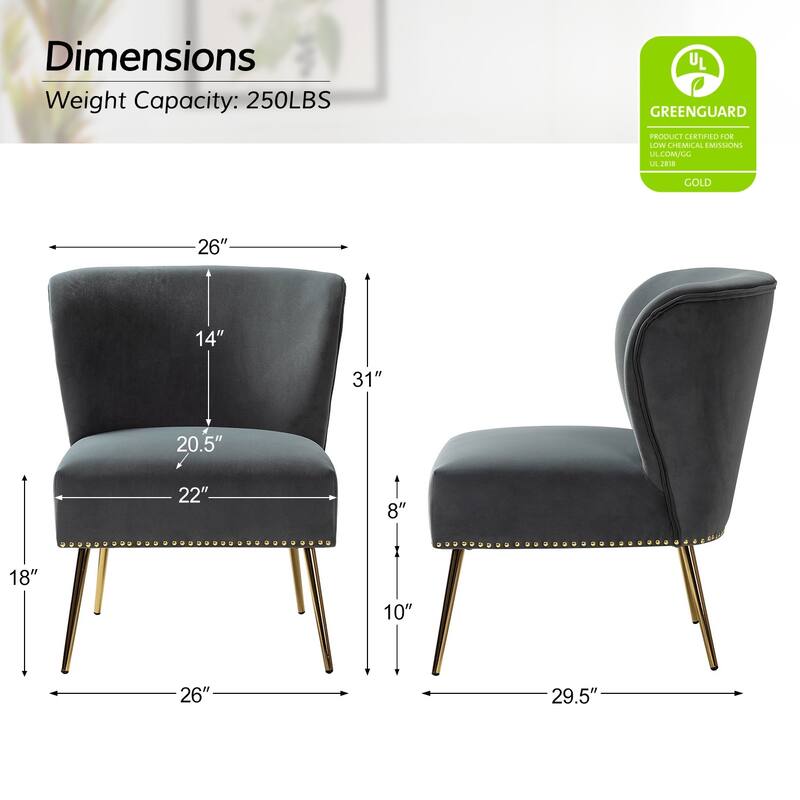 Celtia Modern Velvet Accent Side Chair with Nailhead Trim by HULALA HOME