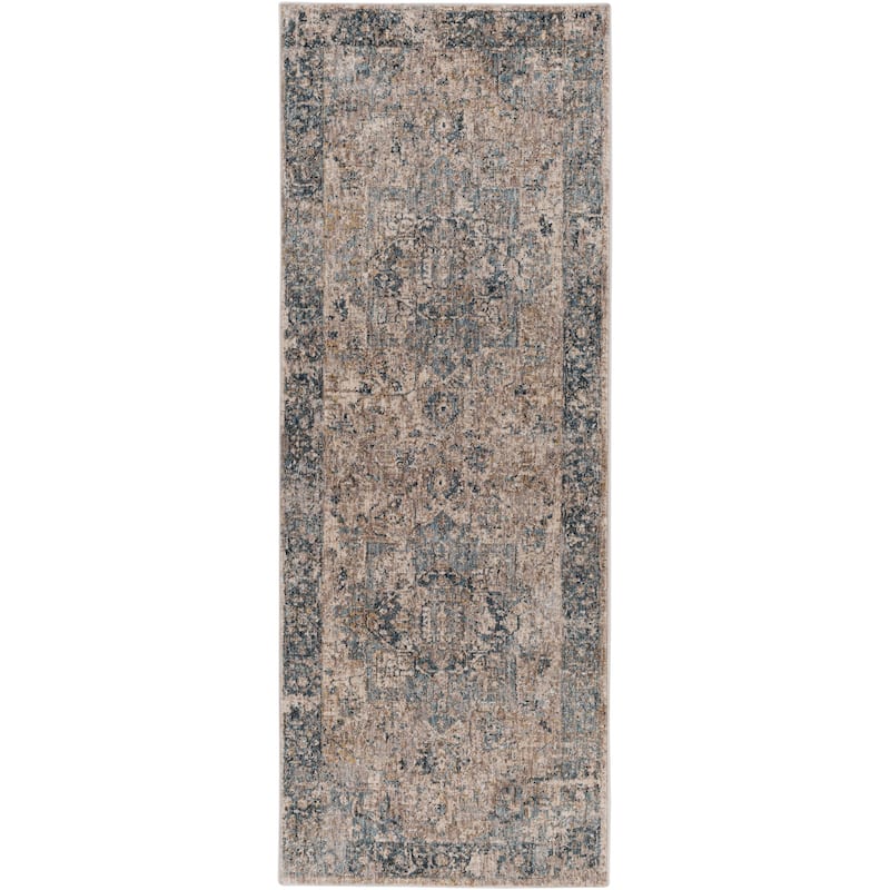 Livabliss Traditional Mirabel Medallion Area Rug - 2'7" x 7'3" - Cream/Teal