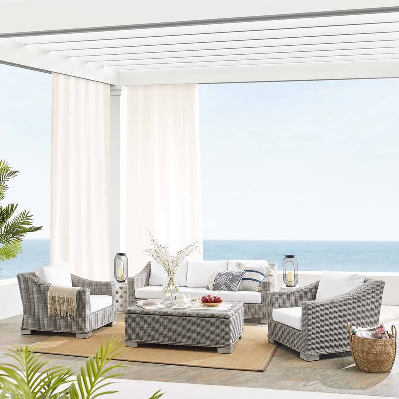 Conway Sunbrella® Outdoor Patio Wicker Rattan 4-Piece Furniture Set