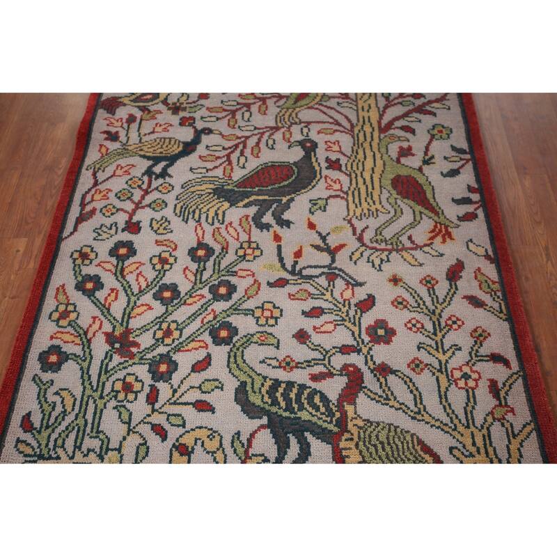 Animal Pictorial Ziegler Indian Rug Hand-Knotted Wool Carpet - 4'1"x 5'10"
