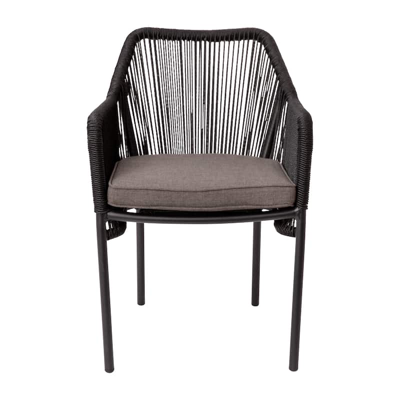 Woven Indoor/Outdoor Stacking Club Chairs - Cushions-Set of 2 - 22"W x 27"D x 31.25"H