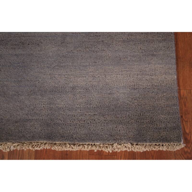 Modern Gray Gabbeh Oriental Foyer Rug Hand-Knotted Wool Carpet - 3'2" x 4'10"