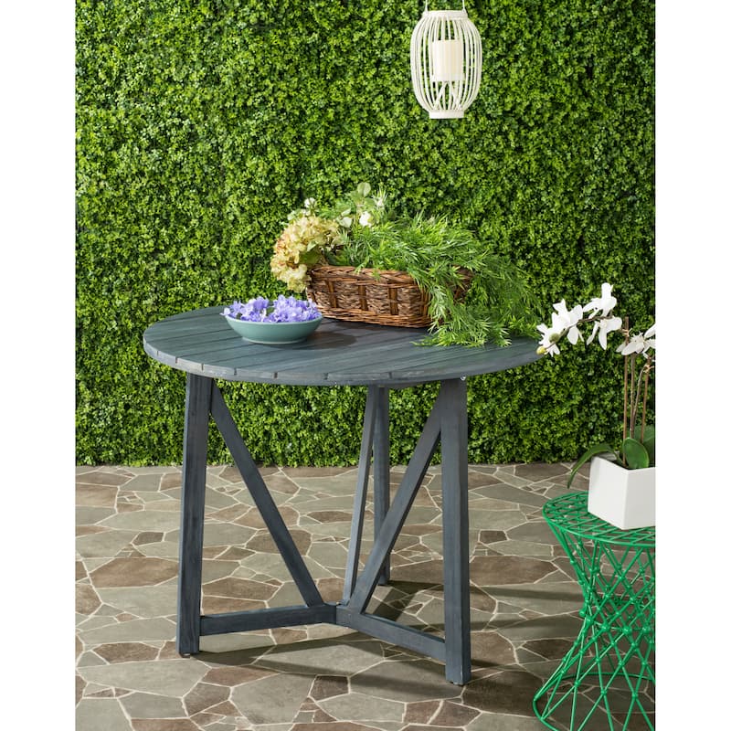 SAFAVIEH Outdoor Hyong Round Table - 35Wx35Dx29H - Ash Grey