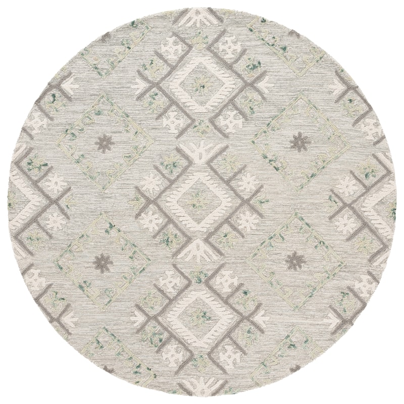 SAFAVIEH Handmade Ebony Celerina Modern Wool Rug - 6' Round - Ivory/Grey