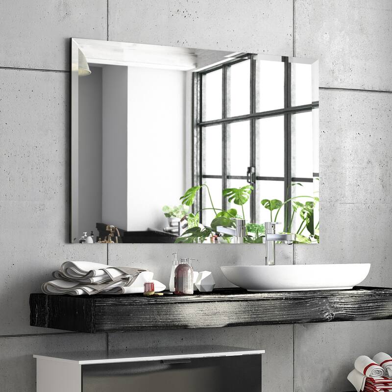 Frameless Beveled Prism Wall Mirror - Clear