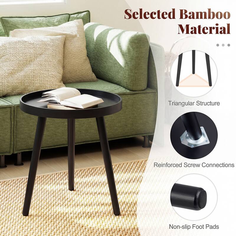 Costway 1/2 PCS Round Side Table Sofa Coffee End Accent Table