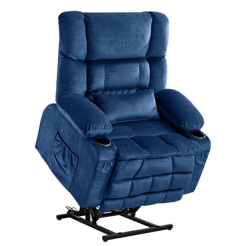Power Lift Recliner Chair with Heat, Dual Motor Infinite Position Heavy Duty Recliner, Lounge Sofa with USB Ports & Cup Holders