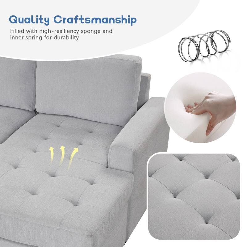 108.3-In Modern U Shape Sectional Sofa,Upholstered Sleeper Sofa with Chaise,Charging Station