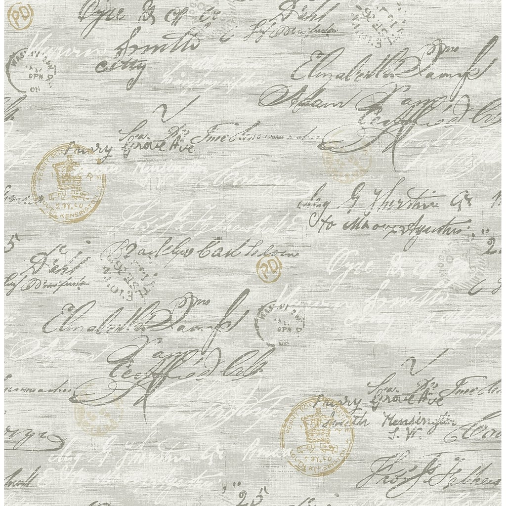 Seabrook Designs Penny Rustic Calligraphy Unpasted Wallpaper