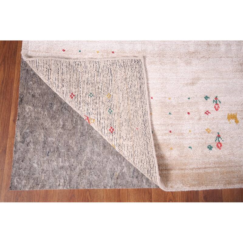 Striped Tribal Gabbeh Oriental Area Rug Handmade Wool Carpet - 7'9"x 11'9"