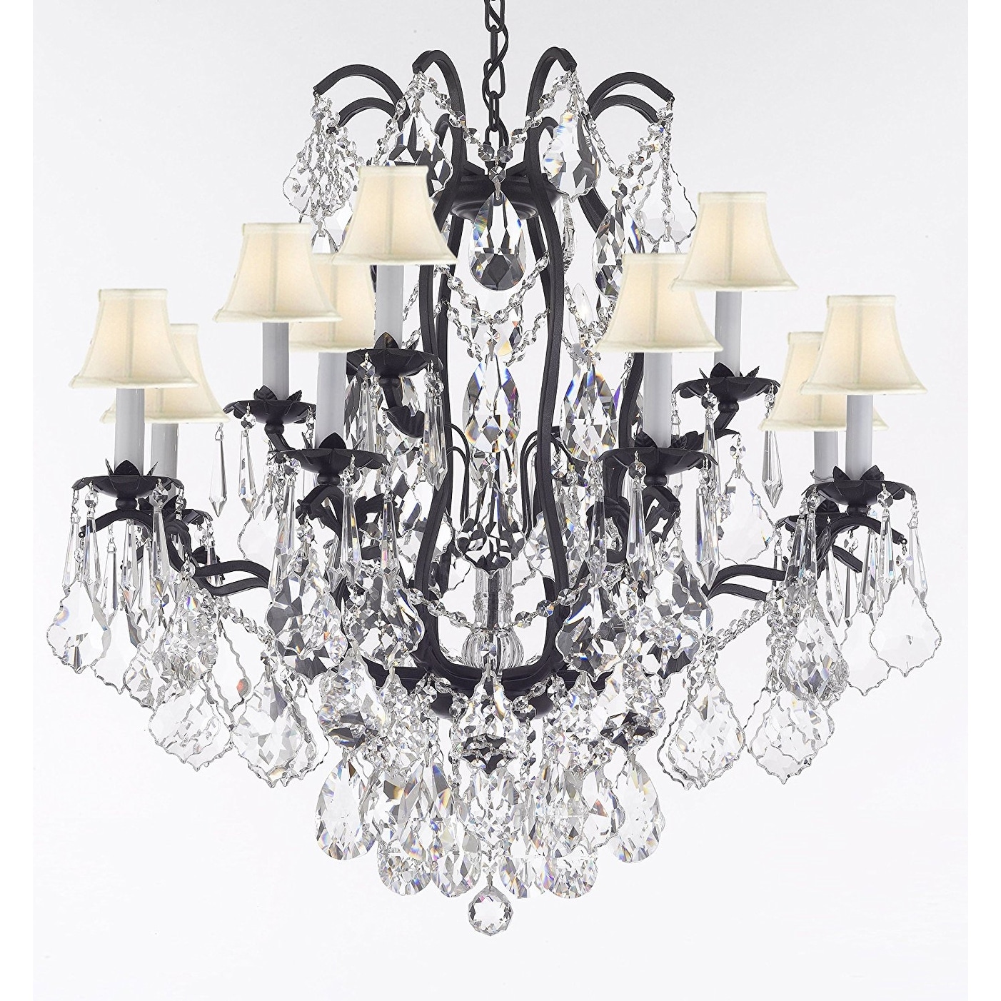 Crystal Chandelier With White Shades - Chandeliers For Bedrooms by Overstock.com
