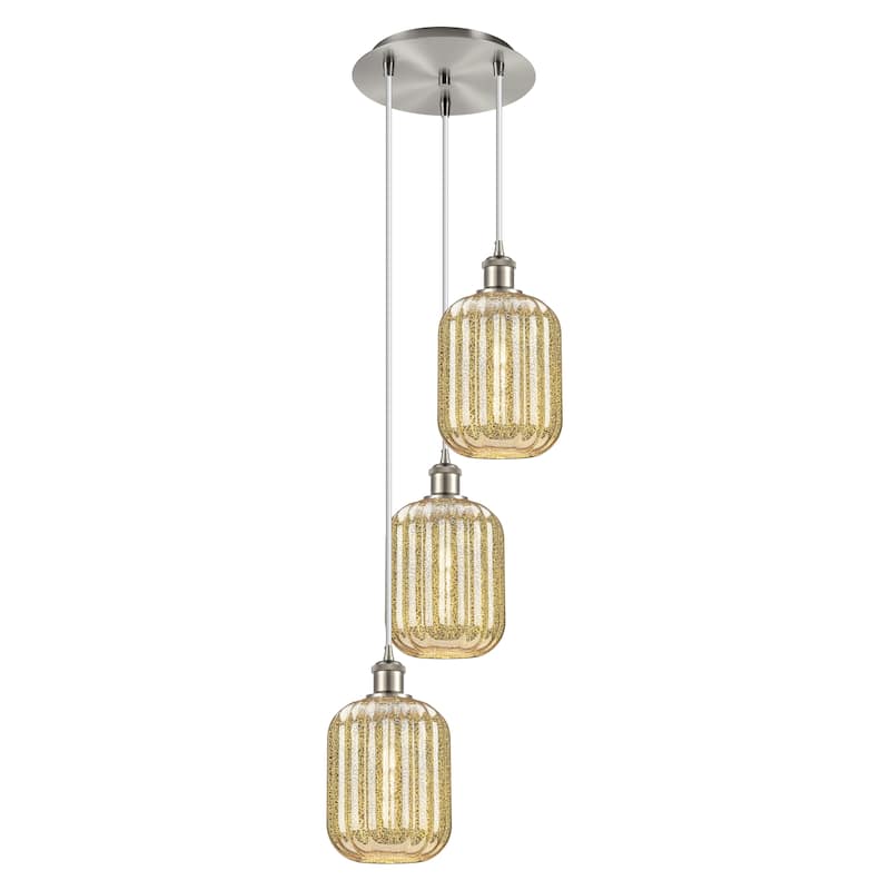 Innovations Lighting Endless Possibilities Ballston - Preston - 3 Light 13" Jar Shade Cord Hung Multi Pendant - Mercury/Brushed Satin Nickel