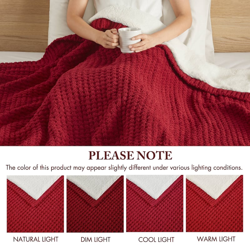Madison Park Eden Waffle Knit Chenille Throw 50x60"