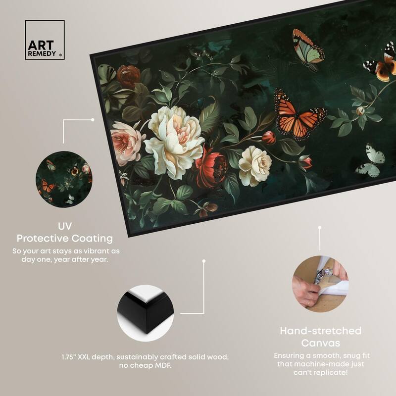 Emerald Floral Panoramic Canvas by Art Remedy
