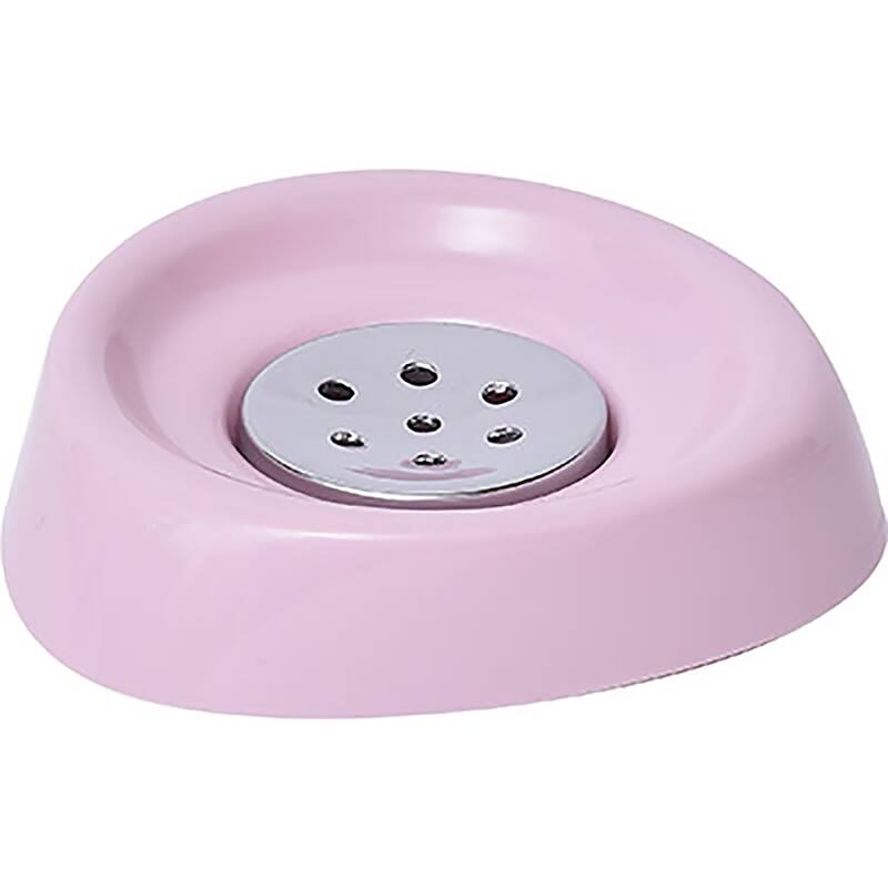 Soap Dish Cup Holder Drain Plug Design - 5 L x 5 W x 1 H - Light Pink