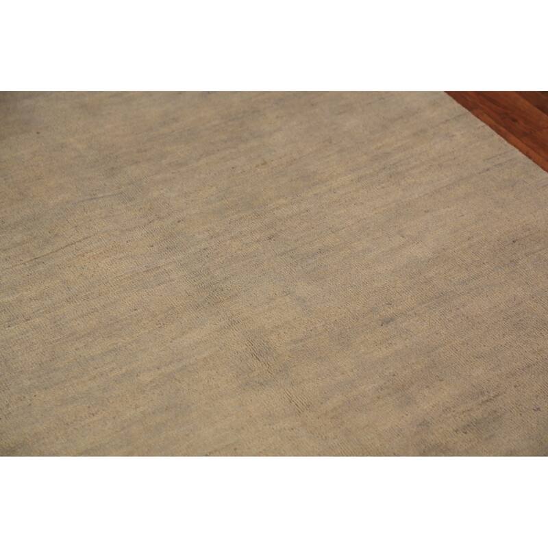 Gabbeh Modern Rug Hand-Knotted Beige Solid Wool Carpet - 4'0" x 5'11"