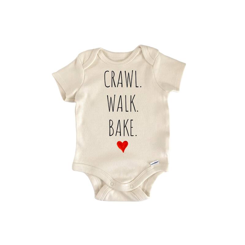 Crawl Walk Bake - Baby Boy Girl Clothes Bodysuit Funny Cute - White - Newborn