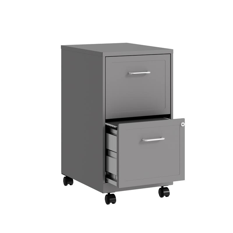 Space Solutions 18" Deep 2-drawer Mobile File Cabinet, Silver