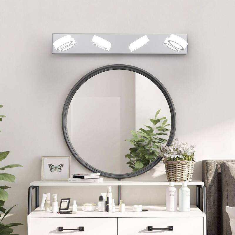 29" Modern 4-Light LED Vanity Light,Bathroom Wall Light Fixture for Mirror, Shower, and Bathroom Decor - Chrome