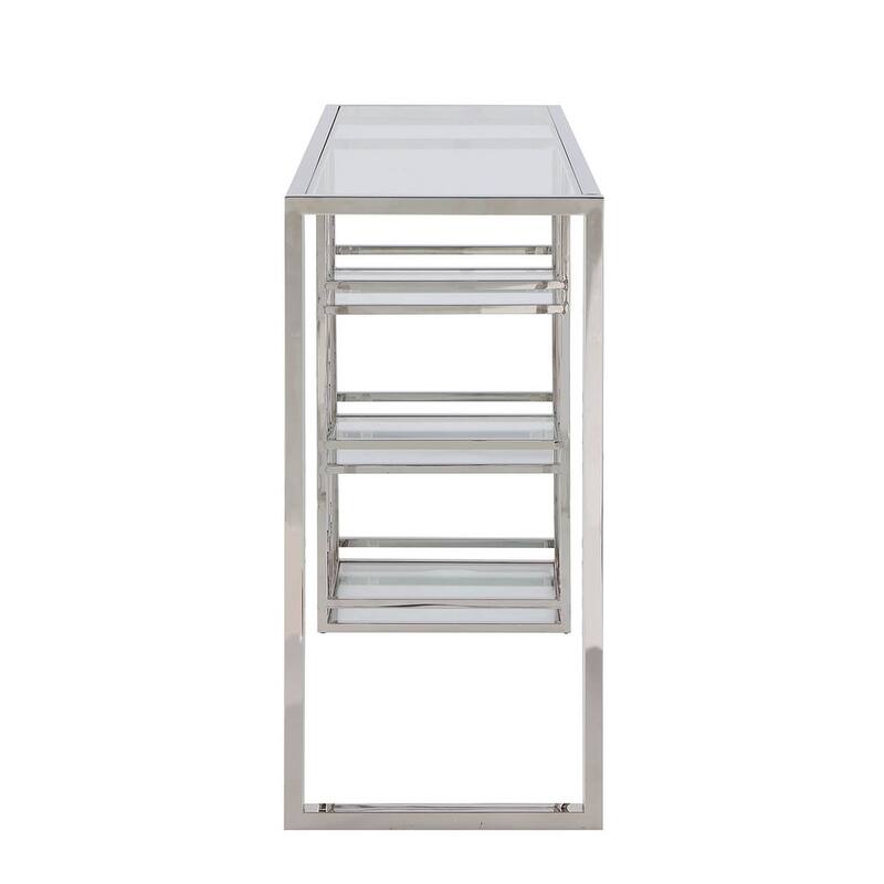Somette Modern Stainless Steel & Glass Bar