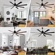 preview thumbnail 9 of 12, Cusp Barn 72 Inch Indoor/Outdoor Black Modern Large Ceiling Fan with Lights and Remote, Reversible Quiet DC Motor Ceiling Fan