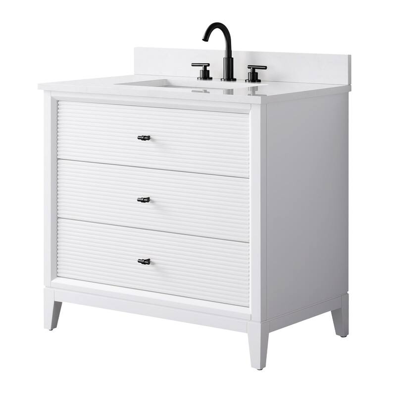 Vanity Art 36" Freestanding Bathroom Vanity with Engineered Marble Top and Sink