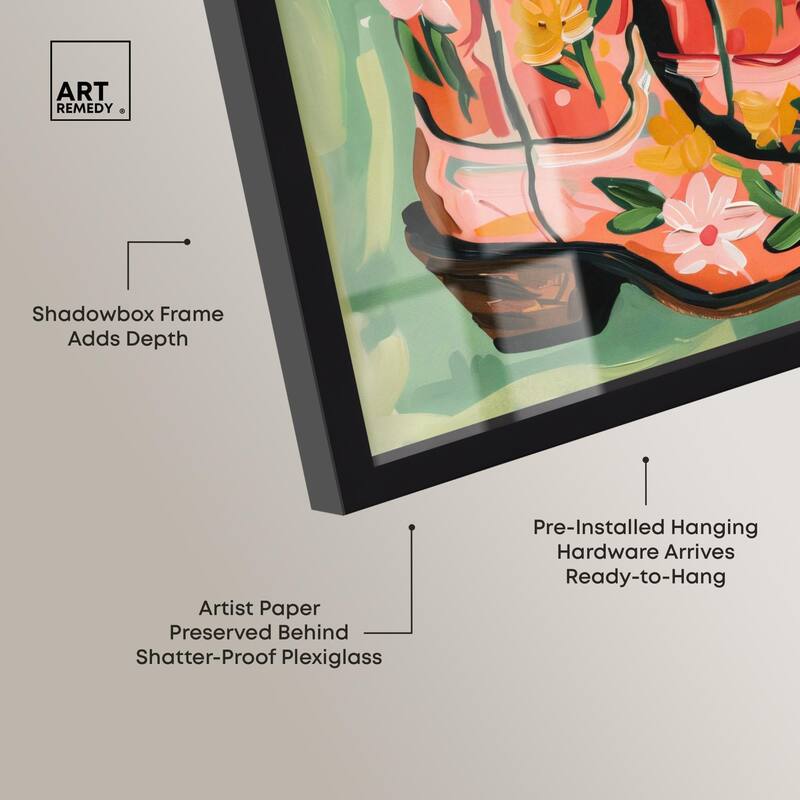 Wildflower Cowboy Boots Shadowbox by Art Remedy