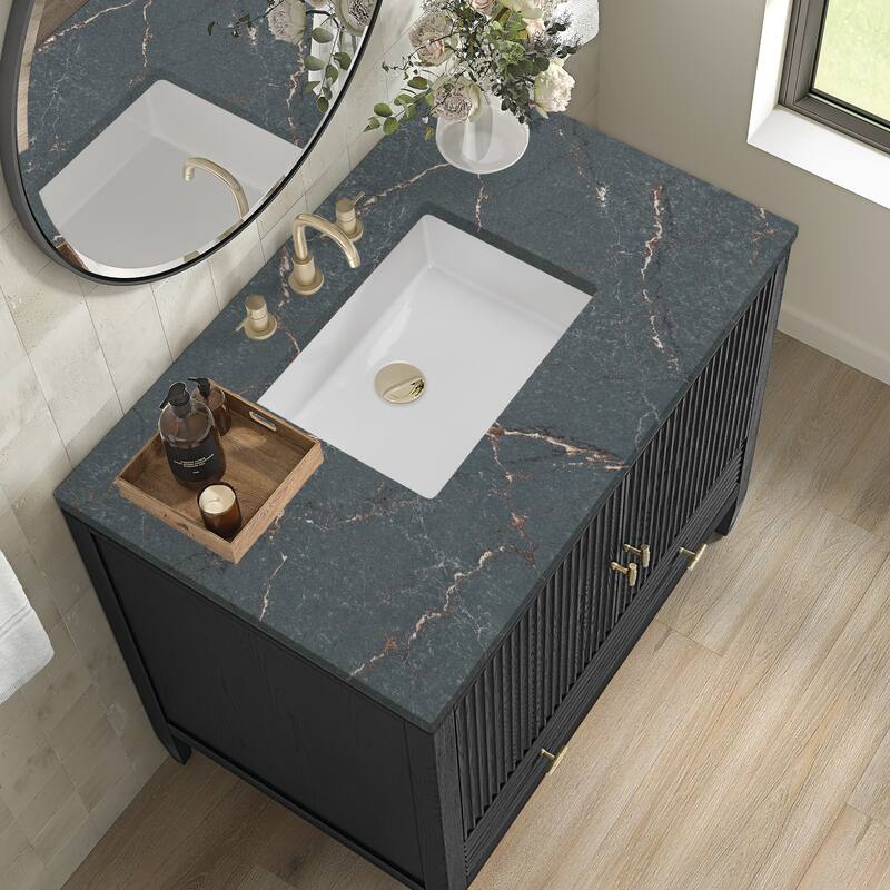 James Martin Vanities 485-V36-3PBL Myrrin 36" Single Basin Wood Vanity