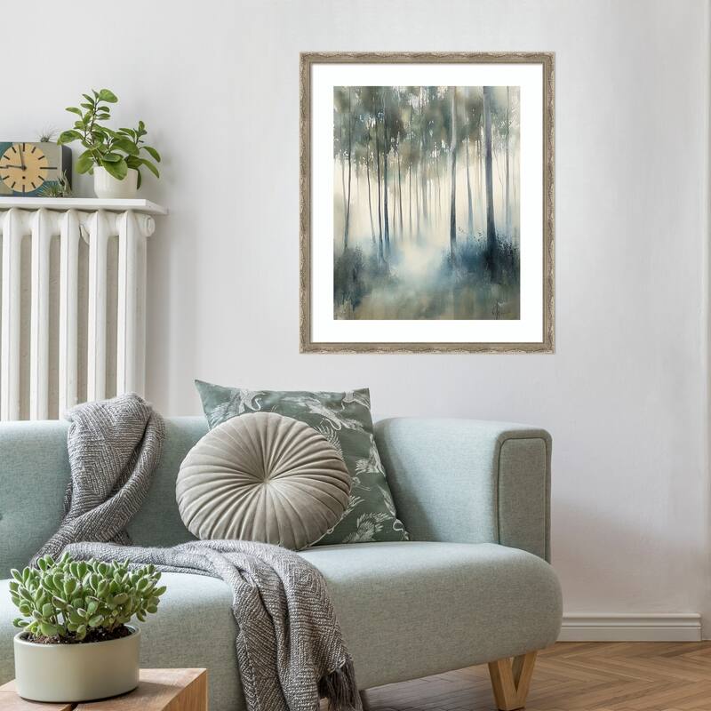 Shimmery Trees by Tradelink inhouse artist Wood Framed Wall Art Print - Mila Dark Silver