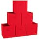 6 Pack Foldable Collapsible Storage Box Bins Shelf Basket Cube Organizer with Dual Handles -13 x 13 x 13 - 13 x 13 x 13 - Red