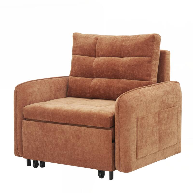 80" Extra Long Pull Out Sleeping Lounge with USB Charging, Storage Pockets and Box