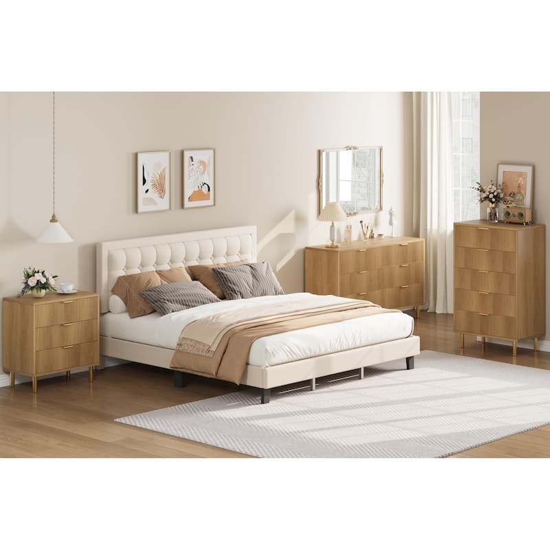 Black Dresser, Modern 3 Drawer Dresser for Bedroom with Gold Handle and Large Drawer