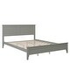 preview thumbnail 1 of 22, Queen Platform Bed with Slatted Headboard and Solid Pine Frame Gray - Queen